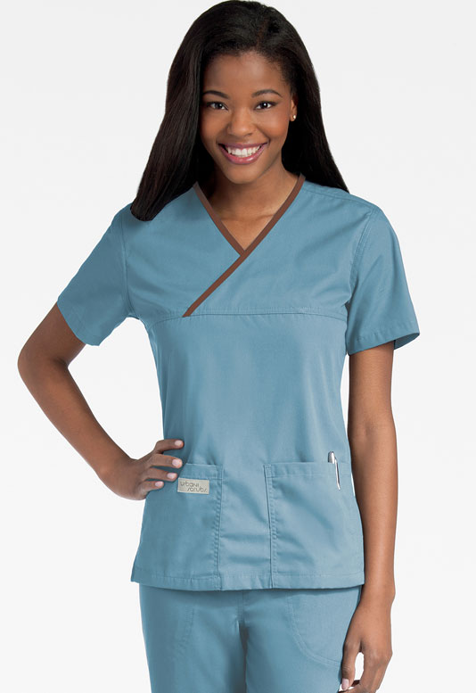 Womens Double Pocket Crossover Scrub Top by Urbane
