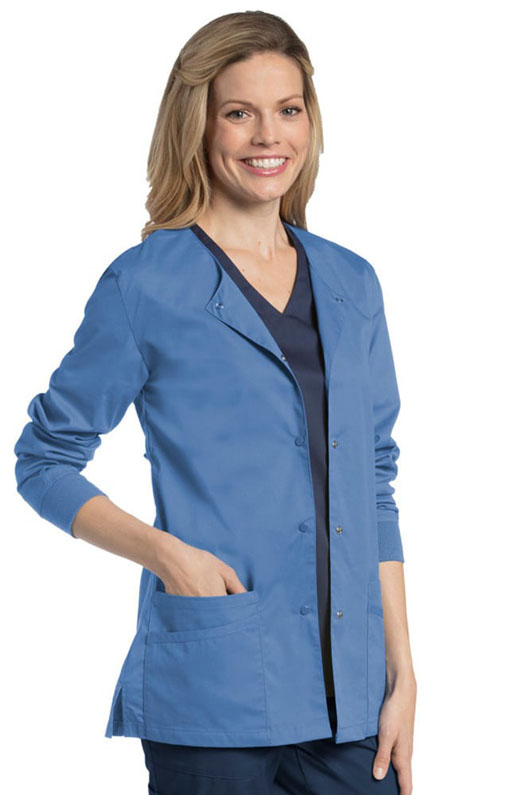 Women's Snap Front Warm-Up Solid Scrub Jacket